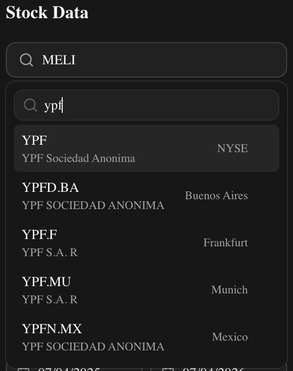 Asset search and autocomplete